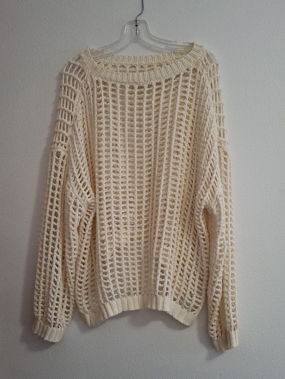 Veveret Cream Open-Knit Sweater - Women Size Large